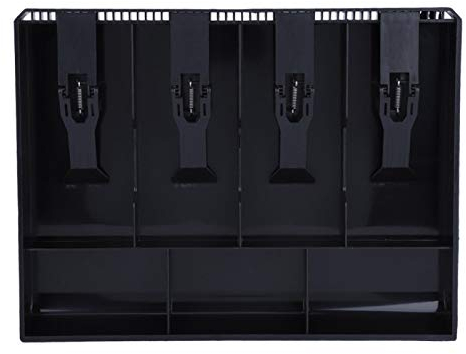TKSE Kassenschublade, Kasseneinsatz Mit 4 Fächern Kassenschublade Geldaufbewahrungsbox Mit Federclip Geldschublade Geldkassette Kassenschublade Mit Elektrisch/manuell Öffnen(schwarz)