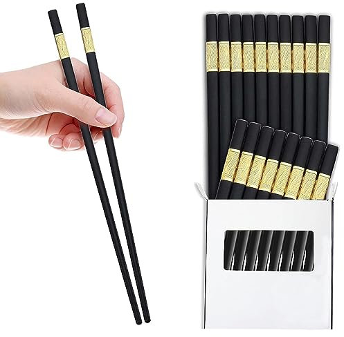 Chopsticks, 10 paia di bacchette in lega da 24 cm, bastoncini cinesi, lavabili in lavastoviglie, stile antiscivolo, opaco
