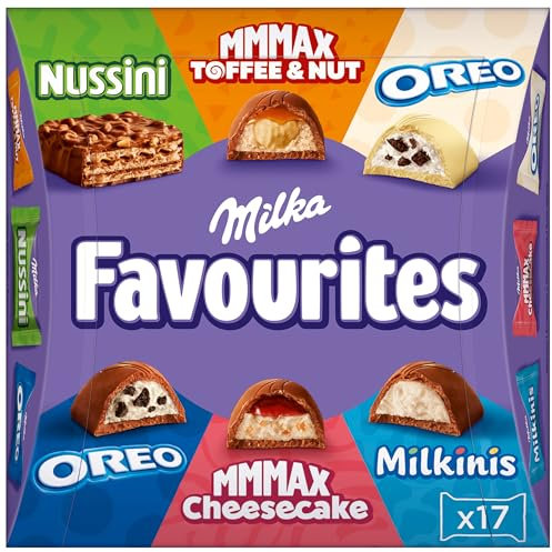 Milka Favourites 1 x 158g I Schoko Pralinen Mix I Einzeln verpackte Pralinen I 6 verschiedene Sorten I Schokoladen-Geschenk I Milka Schokolade aus 100% Alpenmilch