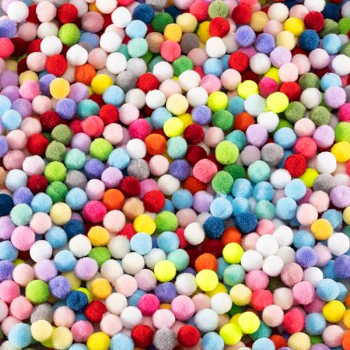 1100pcs Pompones de Colores para Manualidades - Bolas de Fieltro Coloridas Pequeñas 10mm para Niños y Pascua