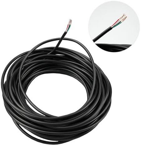 inodiref 10 Meter 28AWG Elektrokabel Schwarz PVC Leitung 4 Adrig Kupferkern Elektrischer Draht Gesamtaußendurchmesser 3MM zum Anschluss von Kabeln Beleuchtungsanlagen oder Signalwarnanlagen