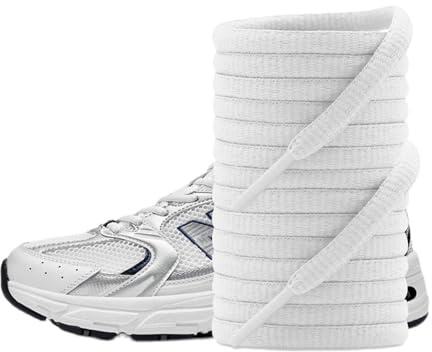 UamGlsob Lacets Plats Ovales pour New Balance Sneaker, 6 mm large pour Baskets et Chaussures de Running (White, 140cm)