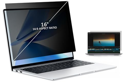 MOBDIK Schermo Privacy per Laptop da 16 Pollici per Monitor di Computer con Rapporto 16:9, Filtro Antiriflesso Rimovibile per Luce Blu, Anti-Spia, Antigraffio