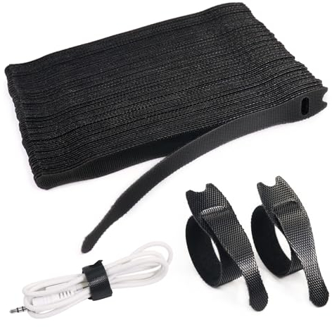 Redamancy 200 Pièces Serre Câble Réutilisables en Nylon, Attache Cable 150 x 12 mm, Scratch Serre Cable Bande, Organisateur de Cable pour Attacher Les Câbles, Gaines, Fils PC, Fils Électriques