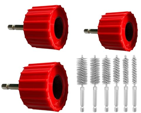 Percez le nettoyeur de tuyaux en cuivre, nettoyeur de tuyaux en cuivre, 3 brosses d'ébavurage pour embouts de forage – Outil de nettoyage de canalisations pratique, outils pour tuyaux en cuivre avec 6