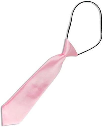 Cravate unie pour garçon enfant déjà noué avec élastique, effet satiné fait main (Rose)