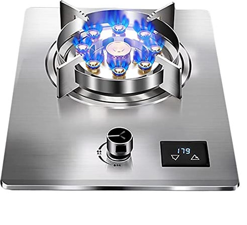 GAROEN Cuisinière à gaz, 7,2 KW, 9 cavités, minuterie, Flamme élevée, Support de Casserole en Fonte de Verre trempé, cuisinière indépendante pour Camping en Plein air (NG)