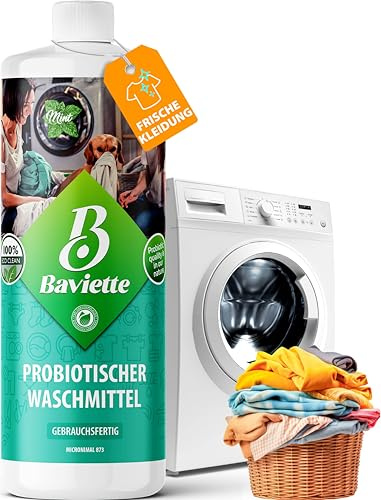 Baviette 1 liter – Luktneutraliserare för Hundar & Katter, Flytande Tvättmedel med Probiotiskinspirerad Formel & Myntafräschör – För Sport-, Funktions-, Vardags- & Babykläder