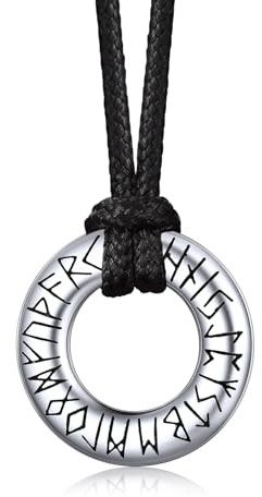 Bandmax Collier en Cuir avec Runes Möbius Viking pour Hommes et Femmes, Longueur Ajustable de 41cm à 81cm, Bijou Talisman, Boîte de Rangement Incluse, Ajustable de 41 cm a 81 cm, Acier inoxydable, Il