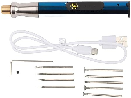 Set di penne per incisione elettriche ricaricabili USB, mini strumento per lucidatura portatile con 9 testine abrasive per lavori fai da te e incisione in legno metallico, acciaio legato, 3