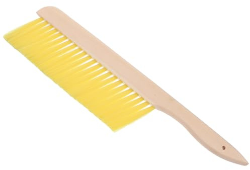 SHINEOFI Brosse à Abeilles à Manche en Bois Jaune pour Apiculture Domestique, Balai Léger et Solide, Outil de Nettoyage pour Ruches, Accessoires Apiculteurs Pratiques