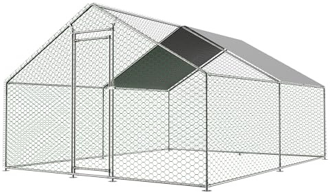 Poulailler enclos pour petits animaux - Grand enclos de 12 m² (3 x 4 x 2 m) - Résistant à l'hiver avec toit et serrure de sécurité - Pour lapins, poules, petits animaux en extérieur