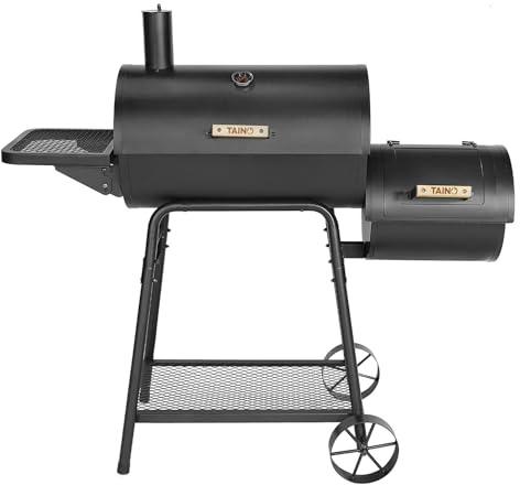 TAINO KAMAYO Smoker Räucherofen Standgrill Holzkohle-Grill Klein BBQ Grillwagen Grillkamin 132x56x118 cm (BxTxH)