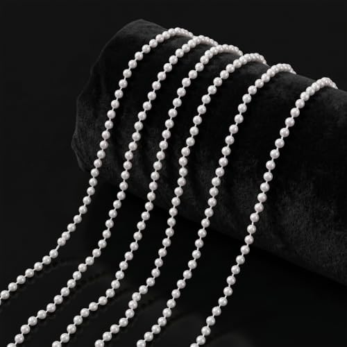 16.4Ft Faux Pearl Beads Garland, Pearls String for Craft Wedding, Party, Home Decorative, Jewelry Making, Christmas Tree (White, 5MM)
