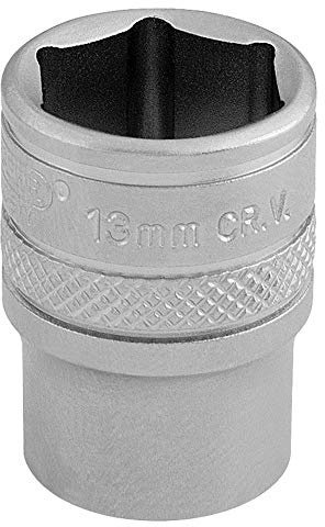 Draper 16516 - Llave de vaso métrico de cromo satinado micro de 1/4 pulgadas, tamaño de 13 mm, azul