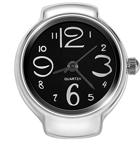 Dilwe Ringuhr, Ring Uhr Finger 8 Farben Modisch Armbanduhr, für Damen und Herren, Quarz, runder Fingerring