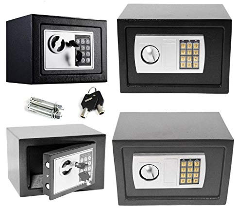Electric Safe 23 x 17 x 17 cm Electronic Safe Double Bolt Lock Wall Safe + Mounting Material Furniture Safe Combination Lock 4.6 L Black