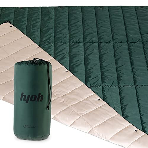 HYOH Base Blanket Outdoor Decke, Wasserabweisende Beschichtung, als Decke, Schlafsack, Doppelschlafsack oder Poncho nutzbar, einfach faltbar, kleines Packmaß, mit Packsack, 140 cm x 190 cm