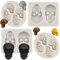 MYPRACS Halloween Skulls Silicone Mould Skeleton Head Fondant Moulds for Cake Decorating Cupcake Topper Polymer Clay Candy Chocolate Gum Paste Set of 4