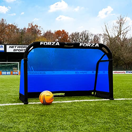 FORZA Aluminum POD Soccer Goals | PRO ALU50 Folding Soccer Goal - Fold-Away & Freestanding Target Goals - x4 Sizes and x9 Colors (Electric Blue, 4ft x 2.5ft)