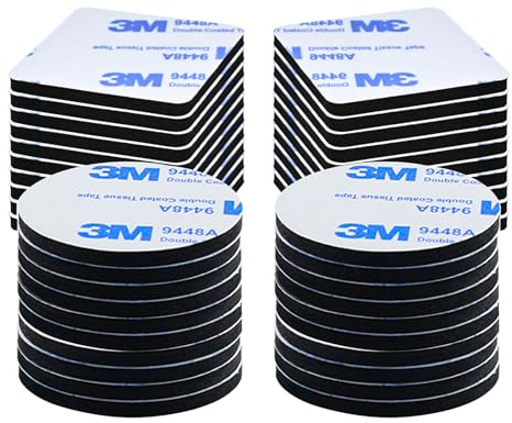 Ciusdkler Double Sided Sticky Tape, 40 Pcs Double Sided Sticky Pads, Waterproof Heavy Duty Strong Adhesive Foam Pads Mounting Pads for Outdoor Household - Squares and Round