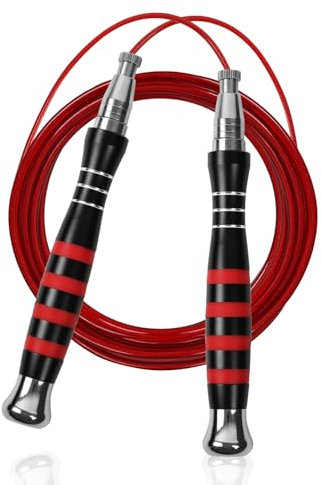 Huhloch Speed Rope - Jump Rope for Men with Self Locking No Screw Design 360 Degree Fast Rotation Non Slip Silicone Texture Weighted Jump Rope Includes 2 Speed Ropes Easy Setup 2 Handles Portable Fitness Jump Ropes for Boxing
