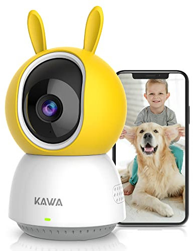 KAWA Babyphone, 2K Indoor Security Kamera, 2.4G WiFi 360 IP Kameras für Heimsicherheit, Haustierkamera, 2-Wege Audio, Nachtsicht, Bewegungserkennung, Cloud/TF Kartenspeicher, Arbeitet mit Alexa, A6