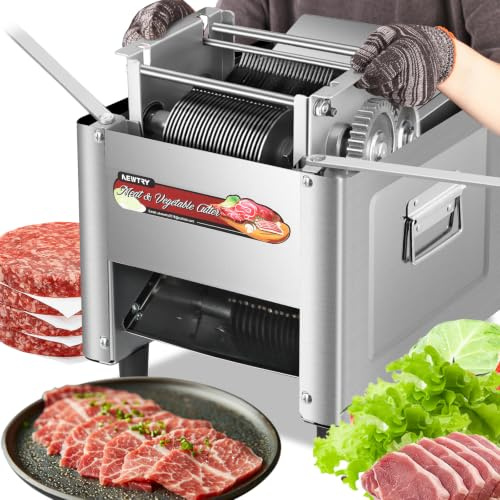 NEWTRY Commercial Electric Meat Slicer 3.5mm 850W for Butcher Restaurant