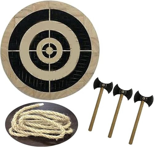 OZPPM Jeu De Lancer De Haches,Cible en Bois for Haches,Set De Tomahawks en Bois,Jeu De Fléchettes Sécurisé,Tableau De Fléchettes en Pendentif,Décoration Murale