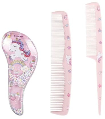 3 Pezzi Pettine per Capelli Unicorno, Spazzola Districante per Capelli Bagnati e Asciutti, per Capelli Bagnati e Asciutti, Districa Tutti i Tipi di Capelli, Riduce la Rottura