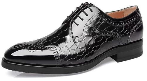 LMUIPMAA Hombres Zapatos de Vestir Oxford con Cordones Formal Negocios Boda Brogues,Negro,45 EU