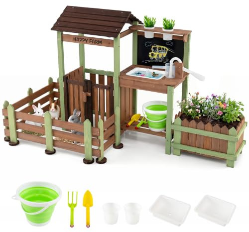 COSTWAY Juego de Granja de Juguete para Niños, Juguete Montessori Infantil