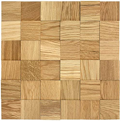 wodewa 3D Revêtement Mural Bois Adhesif Chêne 30x30cm Parement Bois Lambris Plaquette de Parement Intérieur Panneaux Muraux Decoration Murale Interieur