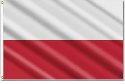 Poland Flag 5ft x 3ft with Brass Eyelets – Polyester Polish Flag Banner for Football Matches, National Celebrations, Home & Garden Display