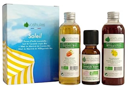 VOSHUILES - Kit Soleil - 2 Macérâts BIO et 1 Huile Essentielle BIO