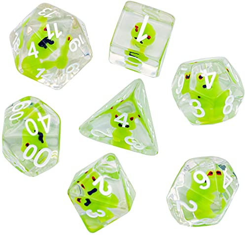 World of Dice - Frog Edition - 7tlg. polyedrisches Würfelset für Pen & Paper, Rollenspiel-Würfel, D20 bis D4, Würfel Set für DND, DSA, UVM.…