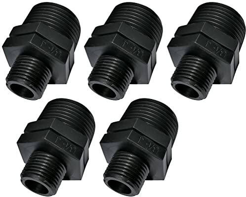 AERZETIX - C51975 - Lot de 5 Réductions à Visser mâle/mâle - Filetage 1 x1/2 - en Plastique - mamelons réduits à raccord fileté - PN 10 Bars