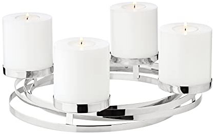 EDZARD Adventskranz Annabel, Durchmesser 34 cm, Edelstahl hochglanzpoliert, silberfarben, für Stumpenkerzen ø 8 cm