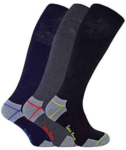 Sock Snob Mens Long Knee High Work Socks | 3 6 12 Pair Pack Options Heavy Duty Reinforced Heel Socks for Steel Toe Boots