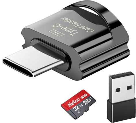 Lecteur de Carte Micro SD/TF USB C avec Adaptateur USB - Compatible avec MacBook, Téléphones Android Galaxy et Plus