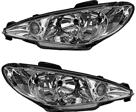 ATEC Germany 2x faros Faros delanteros Faros principales izquierda + derecha Compatible con PEUGEOT 206 CC (2D), 206 Hatchback (2A/C), 206 SW (2E/K)