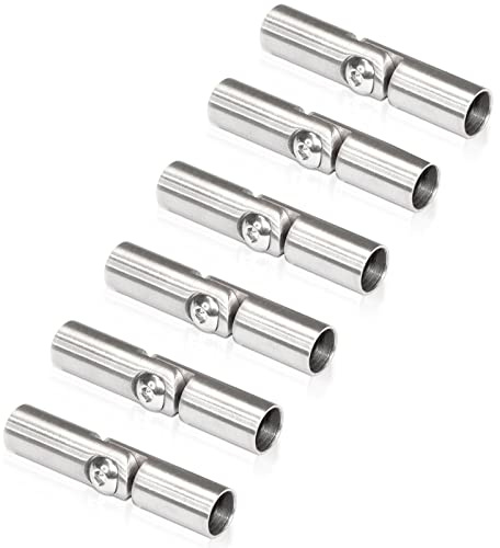 Ledkontakt, stavkontakt, flexibel kontakt med led, fyllningsstång, travershållare – 6 x kontakter, justerbar, 10 mm av rostfritt stål, V2A för stång, rund stång, trappräcke, räckkonstruktion av PRIOstål