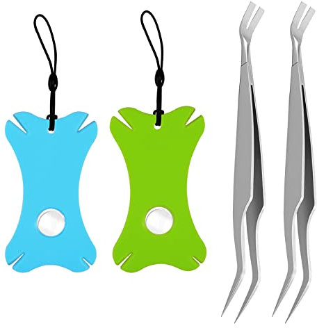 CAINCAY Zeckenkarte mit Lupe, 2 Stück Zeckenkarten für Zecken mit 2 Stück Edelstahl Zeckenzangen Zeckenkarte für Kinder, Zeckenkarte für Menschen Kinder Hunde Katzen