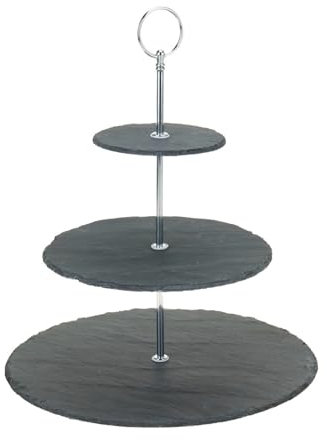 INDA-Exclusiv Alzata in metallo a 3 ripiani, colore nero, Ø 12/22/30 cm