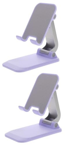 HOMSFOU 2pcs Adjustable Phone Stand with Non- Silicone Pad Folding Tablet Holder for Devices Portable Desktop Bracket for Video Calls and Streaming