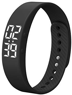 Digital Pedometer Watch - Fitness Watch Silent Vibrating Alarm Clock Fitness Tracker, Non-Bluetooth Step Counter Watch, without Smartphone LED Digital Watch Men & Women (Black)