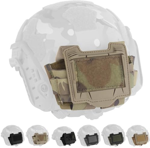 WLXW Pochette Tactique Double Batterie/contrepoids - Panneau Crochets Nylon 500D Casques PVS-31, Ops-Core Et Lampes Frontales D'extérieur Boîtier Rangement Batterie, Sac Lestage Casque Chasse Et Tir(C
