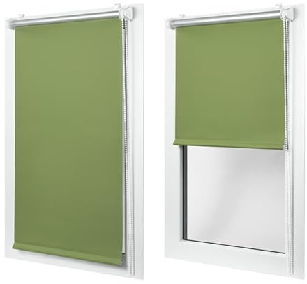 MakoStyl Rollos für Fenster Ohne Bohren - Verdunklungsrollo Hellgrün 150 cm Breite x 150 cm Höhe - Doppelrollo Klemmfix Ohne Bohren - Fenster Rollos für Innen 100% Blackout - Verdunkelnd Duo Rollo
