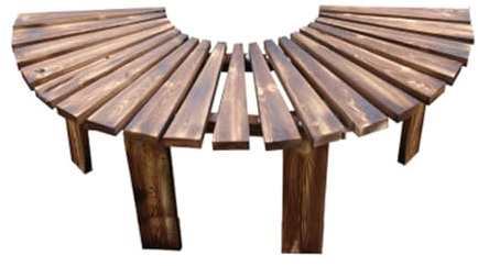 Halvcirkelformad Trädbänk, Trästol For Gårdsplanen, Rygglös Matplats For Uteplats, Fri Kombination Av Former, 180° Böjd Runtom, For Utomhusterrass(Color2)