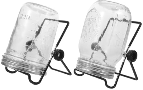 FONDOTIN 2 Set Kit Barattoli Germogliatori con Coperchio Filtro in Acciaio Inossidabile e Supporto Stabile Set Completo per Germinazione di Fagioli Broccoli e Microgreens in Spazi Compatti
